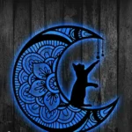 Animals Pets Metal Sign Kitten On Moon 1