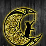 Animals Pets Metal Sign Kitten On Moon 1