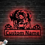 Animals Pets Metal Sign Lounging Rottweiler 1