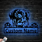 Animals Pets Metal Sign Lounging Rottweiler 1