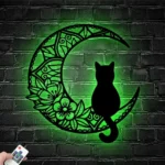 Animals Pets Metal Sign Midnight Cat On The Moon 1