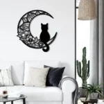 Animals Pets Metal Sign Midnight Cat On The Moon 1