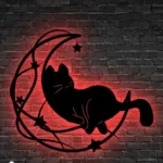 Animals Pets Metal Sign Onyx Cat On The Moon 1
