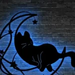 Animals Pets Metal Sign Onyx Cat On The Moon 1