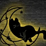 Animals Pets Metal Sign Onyx Cat On The Moon 1
