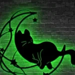 Animals Pets Metal Sign Onyx Cat On The Moon 1
