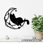 Animals Pets Metal Sign Onyx Cat On The Moon 1