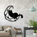 Animals Pets Metal Sign Onyx Cat On The Moon 1