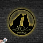 Animals Pets Metal Sign Personalized Cat Couple 1
