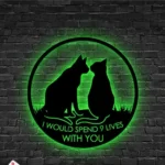 Animals Pets Metal Sign Personalized Cat Couple 1