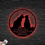 Animals Pets Metal Sign Personalized Cat Couple 1