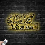 Animals Pets Metal Sign Personalized Cattle Farmhouse Name 1