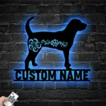 Animals Pets Metal Sign Personalized Floral American English Coonhound Name 1