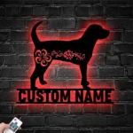 Animals Pets Metal Sign Personalized Floral American English Coonhound Name 1