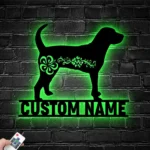 Animals Pets Metal Sign Personalized Floral American English Coonhound Name 1