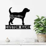 Animals Pets Metal Sign Personalized Floral American English Coonhound Name 1