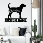 Animals Pets Metal Sign Personalized Floral American English Coonhound Name 1
