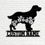 Animals Pets Metal Sign Personalized Floral Field Spaniel Dog Name 1