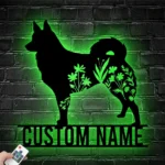 Animals Pets Metal Sign Personalized Floral Icelandic Sheepdog Dog Name 1