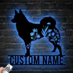 Animals Pets Metal Sign Personalized Floral Icelandic Sheepdog Dog Name 1
