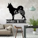 Animals Pets Metal Sign Personalized Floral Icelandic Sheepdog Dog Name 1
