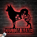 Animals Pets Metal Sign Personalized Floral Icelandic Sheepdog Dog Name 1