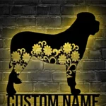 Animals Pets Metal Sign Personalized Floral Mastiff Dog Name 1