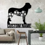 Animals Pets Metal Sign Personalized Floral Mastiff Dog Name 1