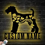 Animals Pets Metal Sign Personalized Flower Airedale Terriers Dog Name 1