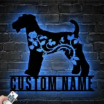 Animals Pets Metal Sign Personalized Flower Airedale Terriers Dog Name 1