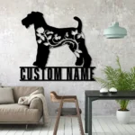 Animals Pets Metal Sign Personalized Flower Airedale Terriers Dog Name 1
