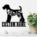 Animals Pets Metal Sign Personalized Flower Airedale Terriers Dog Name 1