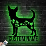 Animals Pets Metal Sign Personalized Flower Chihuahuas Dog Name 1