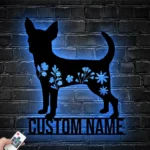 Animals Pets Metal Sign Personalized Flower Chihuahuas Dog Name 1