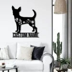Animals Pets Metal Sign Personalized Flower Chihuahuas Dog Name 1