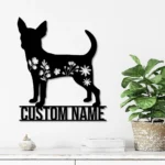 Animals Pets Metal Sign Personalized Flower Chihuahuas Dog Name 1