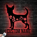 Animals Pets Metal Sign Personalized Flower Chihuahuas Dog Name 1