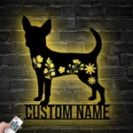 Animals Pets Metal Sign Personalized Flower Chihuahuas Dog Name 1