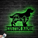 Animals Pets Metal Sign Personalized Flower English Springer Spaniel Name 1