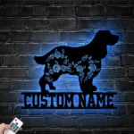 Animals Pets Metal Sign Personalized Flower English Springer Spaniel Name 1