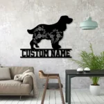 Animals Pets Metal Sign Personalized Flower English Springer Spaniel Name 1