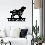 Animals Pets Metal Sign Personalized Flower English Springer Spaniel Name 1
