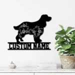 Animals Pets Metal Sign Personalized Flower English Springer Spaniel Name 1