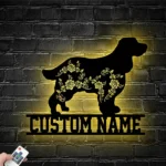Animals Pets Metal Sign Personalized Flower English Springer Spaniel Name 1