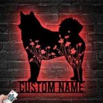 Animals Pets Metal Sign Personalized Flower Finnish Spitz Name 1