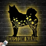 Animals Pets Metal Sign Personalized Flower Finnish Spitz Name 1