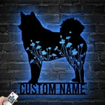 Animals Pets Metal Sign Personalized Flower Finnish Spitz Name 1