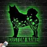 Animals Pets Metal Sign Personalized Flower Finnish Spitz Name 1