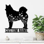 Animals Pets Metal Sign Personalized Flower Finnish Spitz Name 1