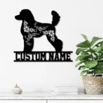 Animals Pets Metal Sign Personalized Flower Poodle Dog Name 1